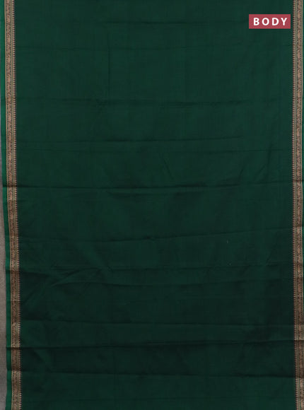 Narayanpet cotton saree bottle green and light green with plain body and thread woven border