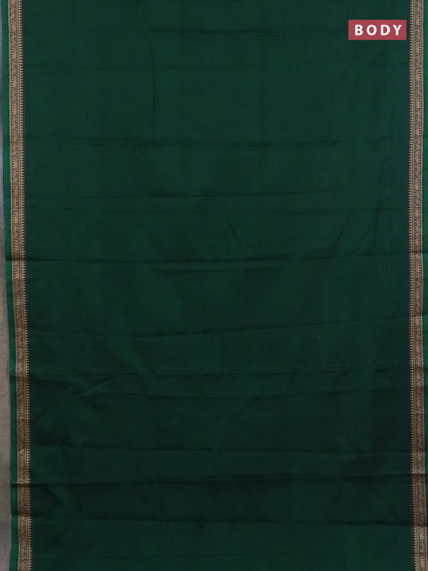 Narayanpet cotton saree bottle green and light green with plain body and thread woven border