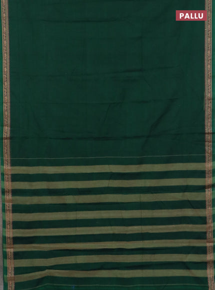 Narayanpet cotton saree bottle green and light green with plain body and thread woven border