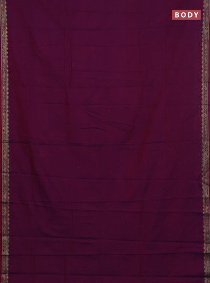 Narayanpet cotton saree purple and light green with plain body and thread woven border