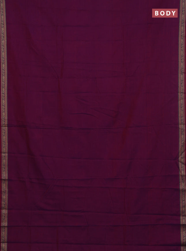 Narayanpet cotton saree purple and light green with plain body and thread woven border