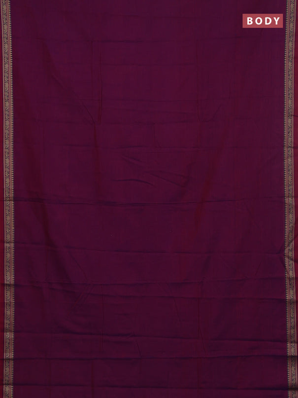 Narayanpet cotton saree purple and light green with plain body and thread woven border