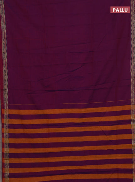 Narayanpet cotton saree purple and light green with plain body and thread woven border