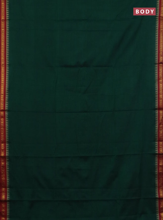 Narayanpet cotton saree green and maroon with plain body and thread woven border