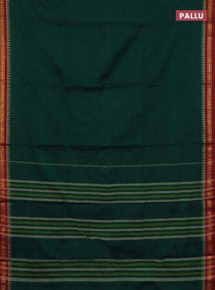 Narayanpet cotton saree green and maroon with plain body and thread woven border
