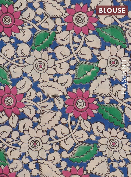Narayanpet cotton saree dual shade of bluish green and blue with plain body and thread woven border