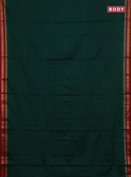 Narayanpet cotton saree green and beige with plain body and thread woven border