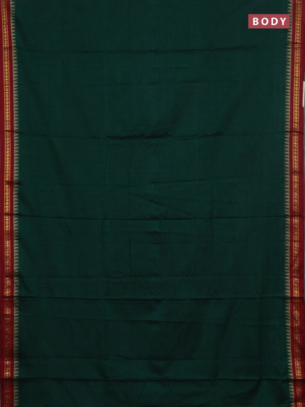 Narayanpet cotton saree green and beige with plain body and thread woven border