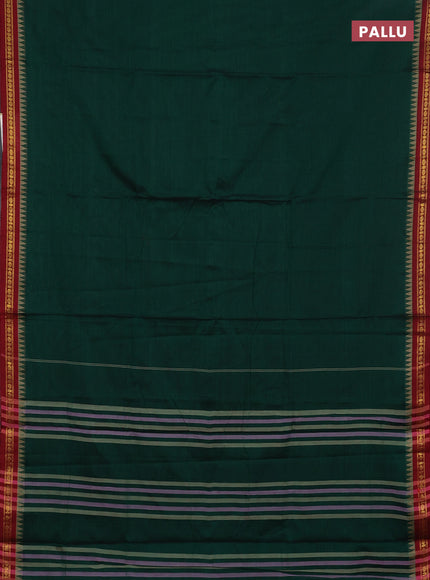 Narayanpet cotton saree green and beige with plain body and thread woven border