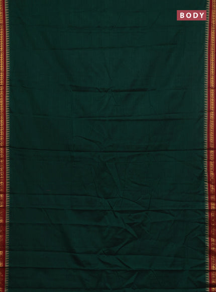 Narayanpet cotton saree bottle green and maroon with plain body and thread woven border