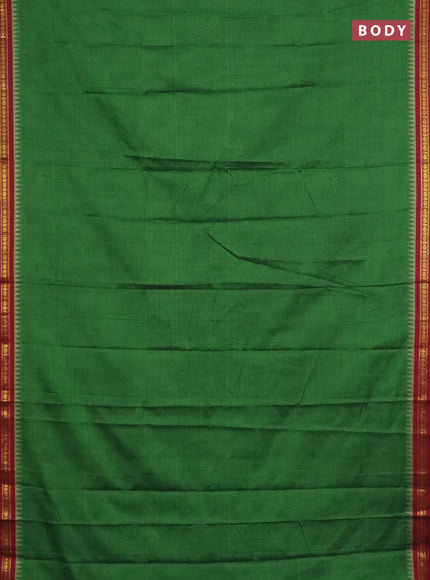 Narayanpet cotton saree light green and maroon with plain body and thread woven border