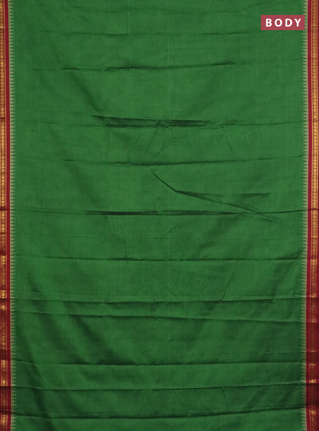 Narayanpet cotton saree light green and maroon with plain body and thread woven border