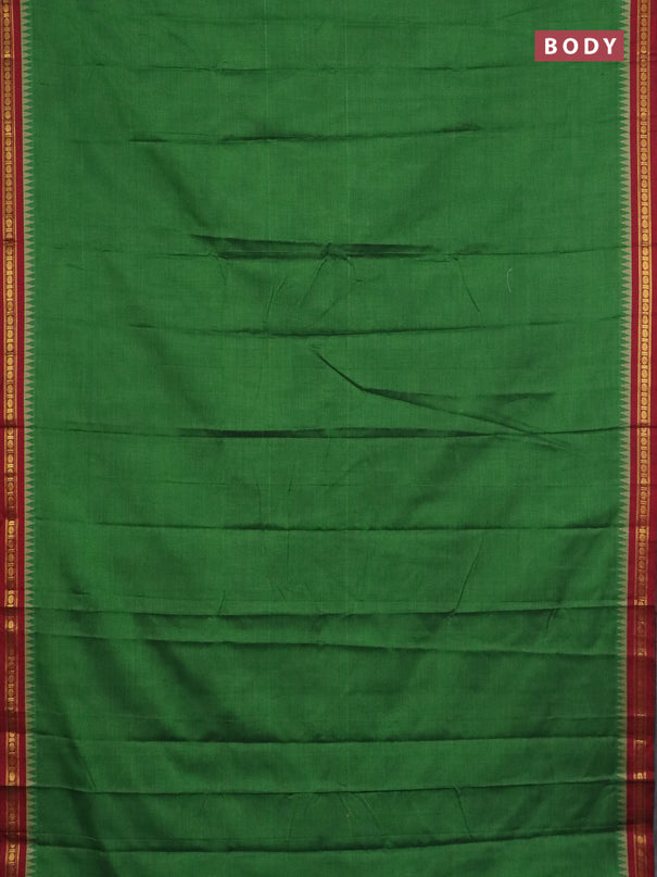 Narayanpet cotton saree light green and maroon with plain body and thread woven border