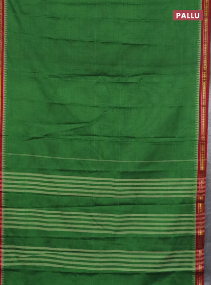 Narayanpet cotton saree light green and maroon with plain body and thread woven border