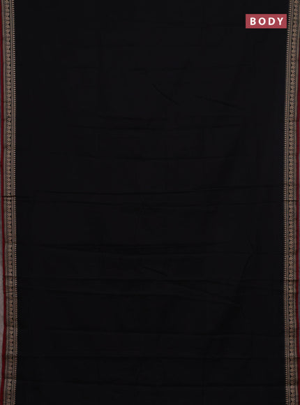Narayanpet cotton saree black and maroon with plain body and thread woven border