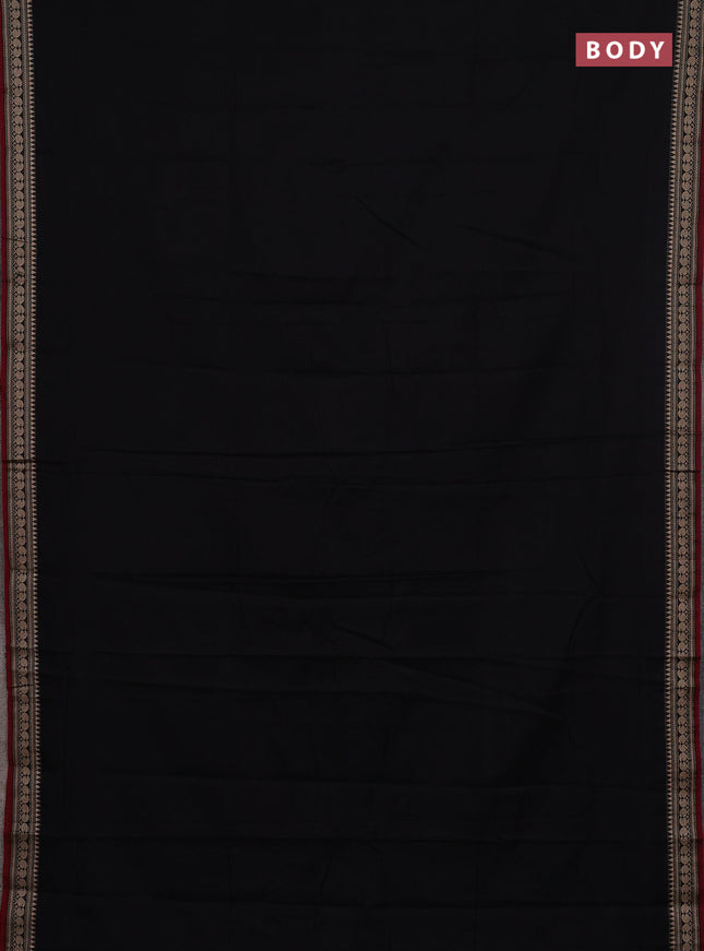 Narayanpet cotton saree black and maroon with plain body and thread woven border