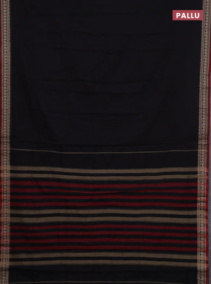 Narayanpet cotton saree black and maroon with plain body and thread woven border