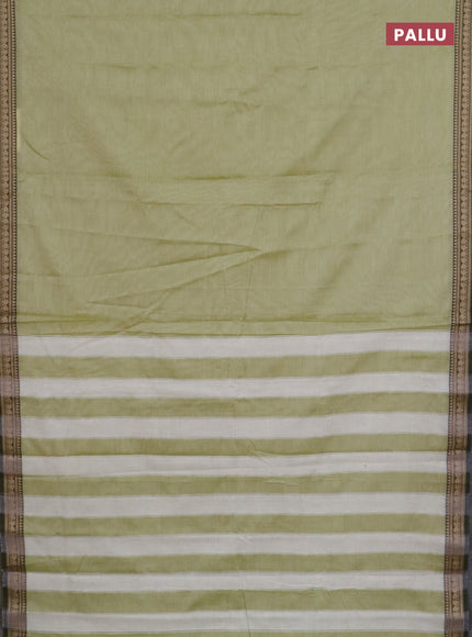 Narayanpet cotton saree pista green and maroon with plain body and thread woven border