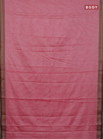 Narayanpet cotton saree red shade and maroon with plain body and thread woven border