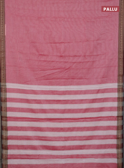 Narayanpet cotton saree red shade and maroon with plain body and thread woven border
