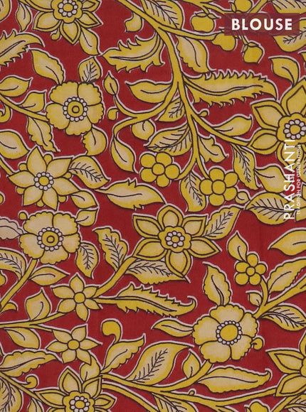 Narayanpet cotton saree red shade and maroon with plain body and thread woven border