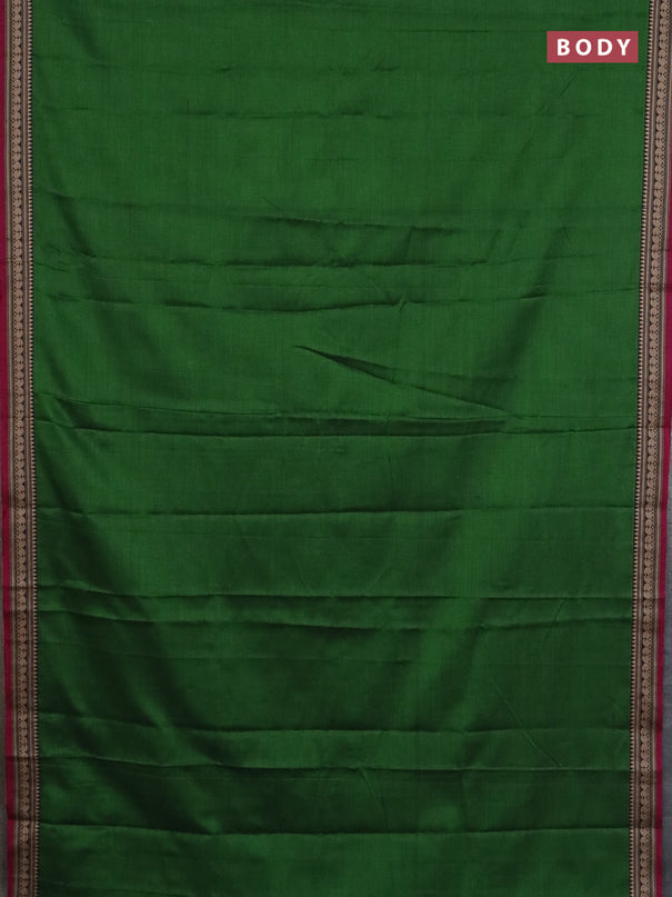 Narayanpet cotton saree green and beige with plain body and thread woven border