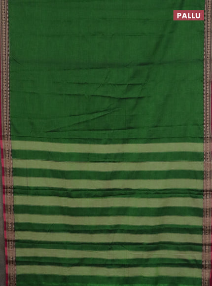 Narayanpet cotton saree green and beige with plain body and thread woven border