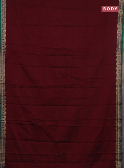 Narayanpet cotton saree deep maroon and blue with plain body and thread woven border