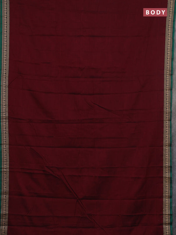 Narayanpet cotton saree deep maroon and blue with plain body and thread woven border