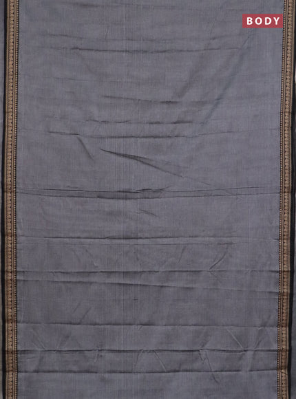 Narayanpet cotton saree grey and orange with plain body and thread woven border