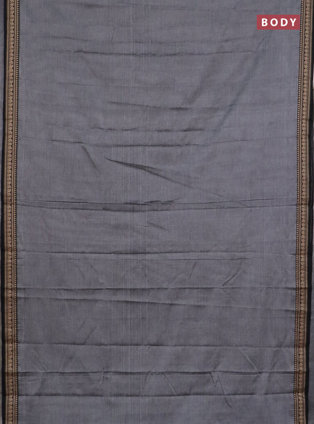 Narayanpet cotton saree grey and orange with plain body and thread woven border
