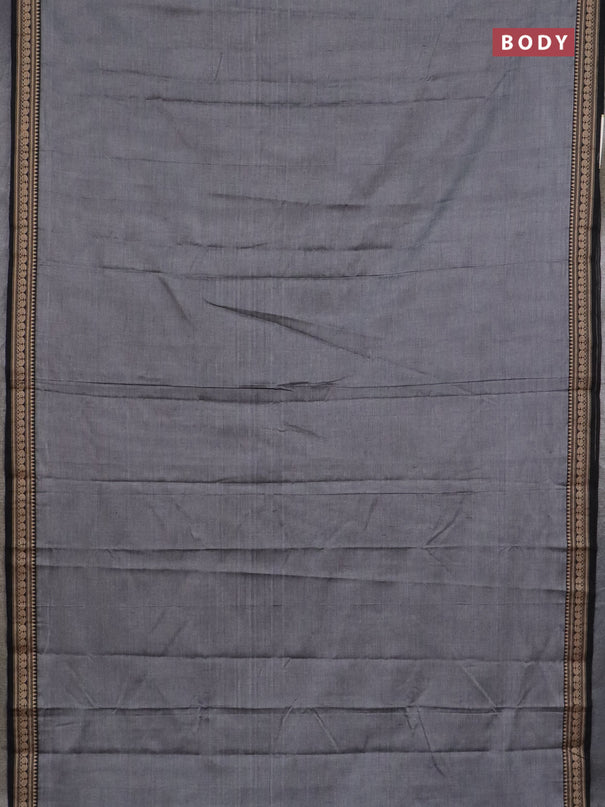 Narayanpet cotton saree grey and orange with plain body and thread woven border