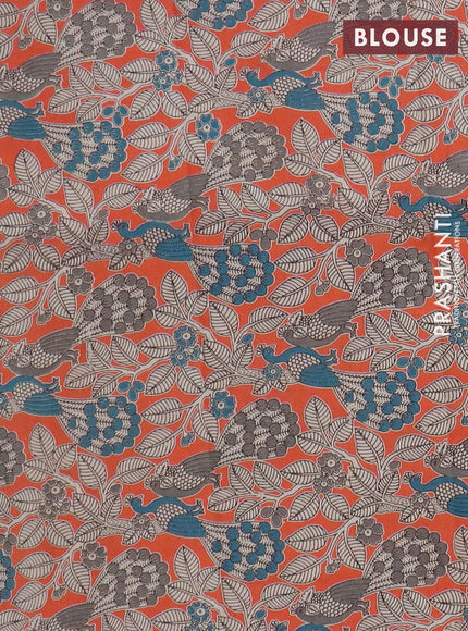 Narayanpet cotton saree grey and orange with plain body and thread woven border
