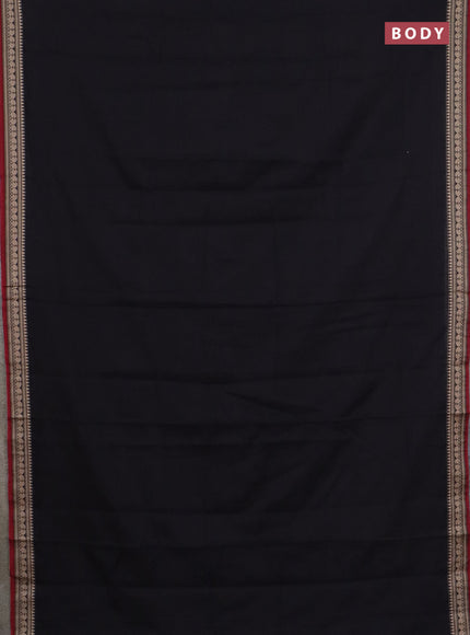 Narayanpet cotton saree black and grey with plain body and thread woven border