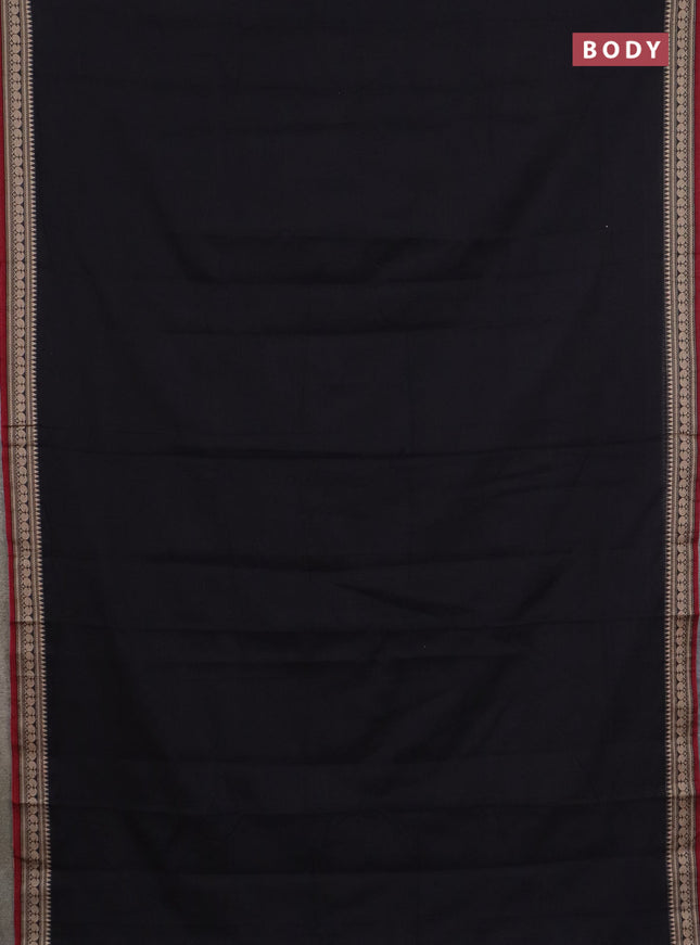 Narayanpet cotton saree black and grey with plain body and thread woven border