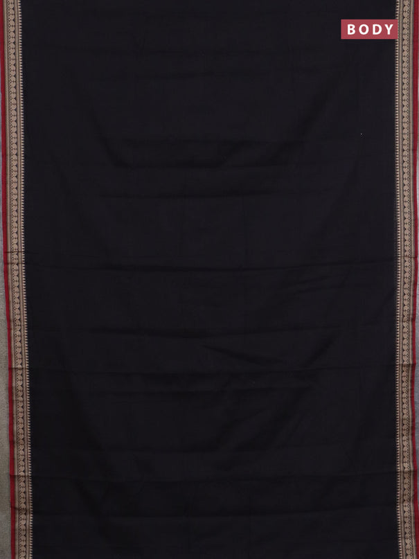 Narayanpet cotton saree black and grey with plain body and thread woven border