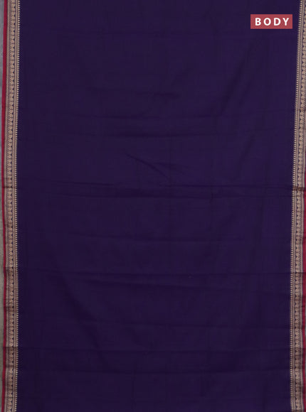 Narayanpet cotton saree violet and beige with plain body and thread woven border