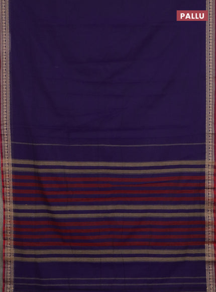 Narayanpet cotton saree violet and beige with plain body and thread woven border