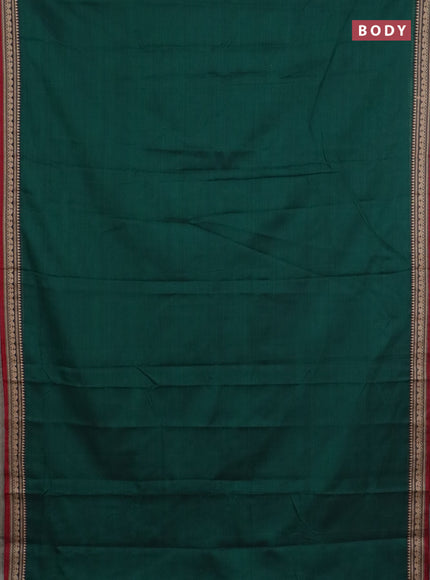Narayanpet cotton saree green and maroon with plain body and thread woven border