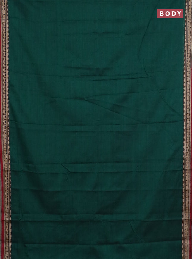 Narayanpet cotton saree green and maroon with plain body and thread woven border