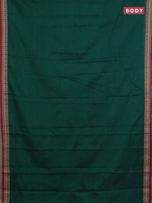 Narayanpet cotton saree green and maroon with plain body and thread woven border