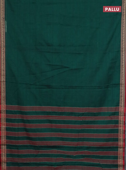 Narayanpet cotton saree green and maroon with plain body and thread woven border