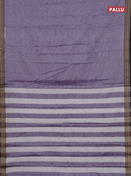 Narayanpet cotton saree lavender and violet with plain body and thread woven border
