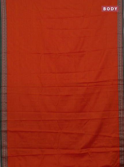 Narayanpet cotton saree orange and violet with plain body and thread woven border