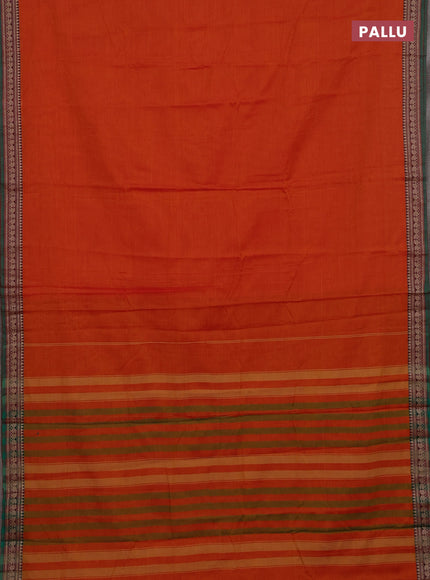 Narayanpet cotton saree orange and violet with plain body and thread woven border