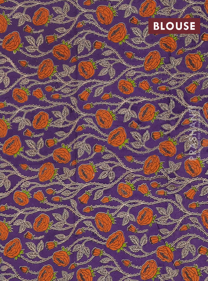 Narayanpet cotton saree orange and violet with plain body and thread woven border