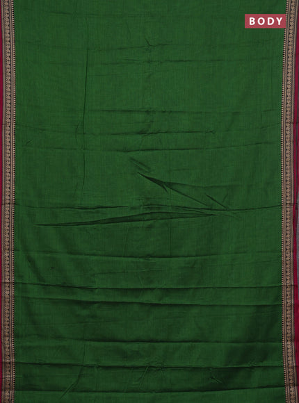 Narayanpet cotton saree green and mauve pink with plain body and thread woven border