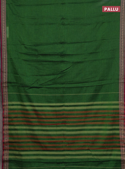Narayanpet cotton saree green and mauve pink with plain body and thread woven border