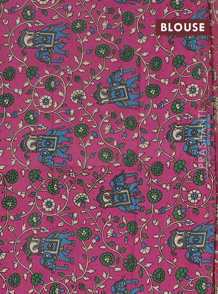 Narayanpet cotton saree green and mauve pink with plain body and thread woven border