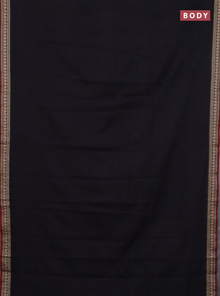 Narayanpet cotton saree black and beige with plain body and thread woven border